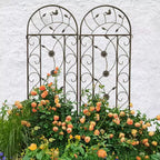 Confezione da 4 tralicci da giardino in metallo 220x50 cm - Antiruggine, marrone, per piante e fiori rampicanti da esterno