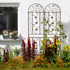 Confezione da 4 tralicci da giardino in metallo 220x50 cm - Antiruggine, marrone, per piante e fiori rampicanti da esterno
