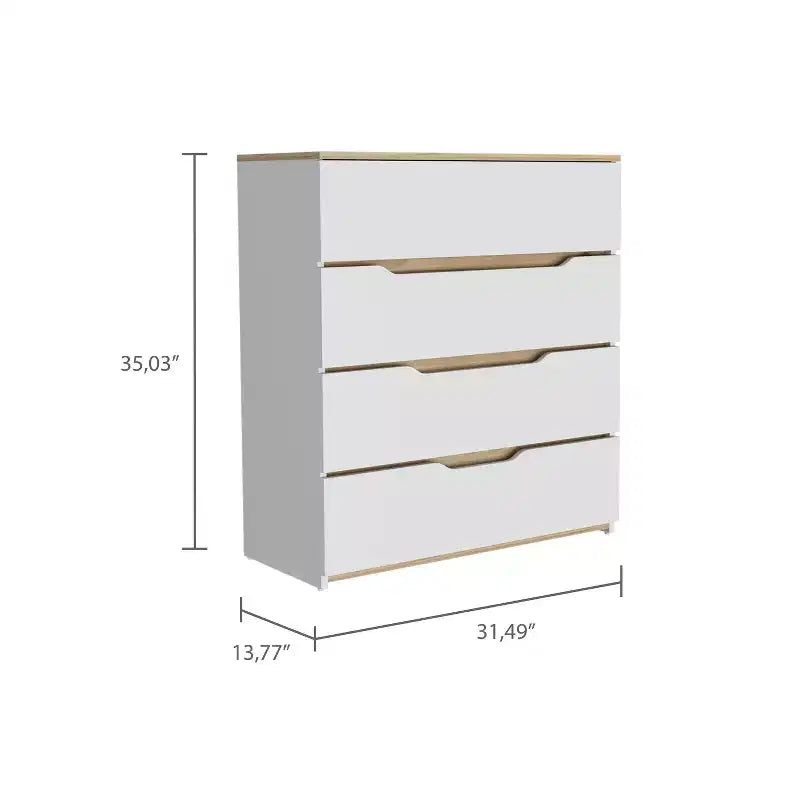 Comò a 4 cassetti Ampio spazio con cassetti spaziosi, Robusto legno ingegnerizzato, Piano superiore per spazi domestici versatili