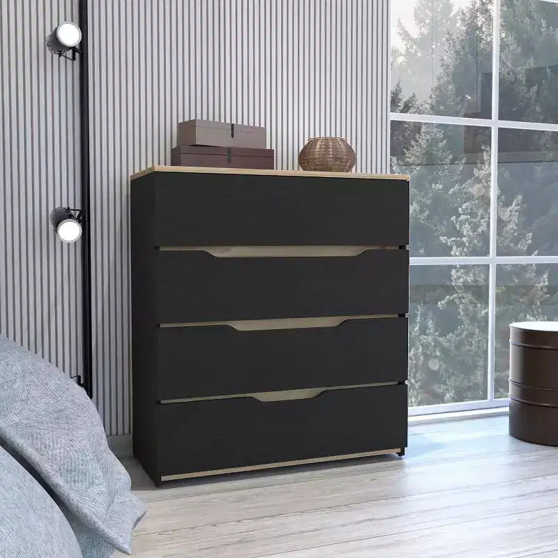 Comò a 4 cassetti Ampio spazio con cassetti spaziosi, Robusto legno ingegnerizzato, Piano superiore per spazi domestici versatili
