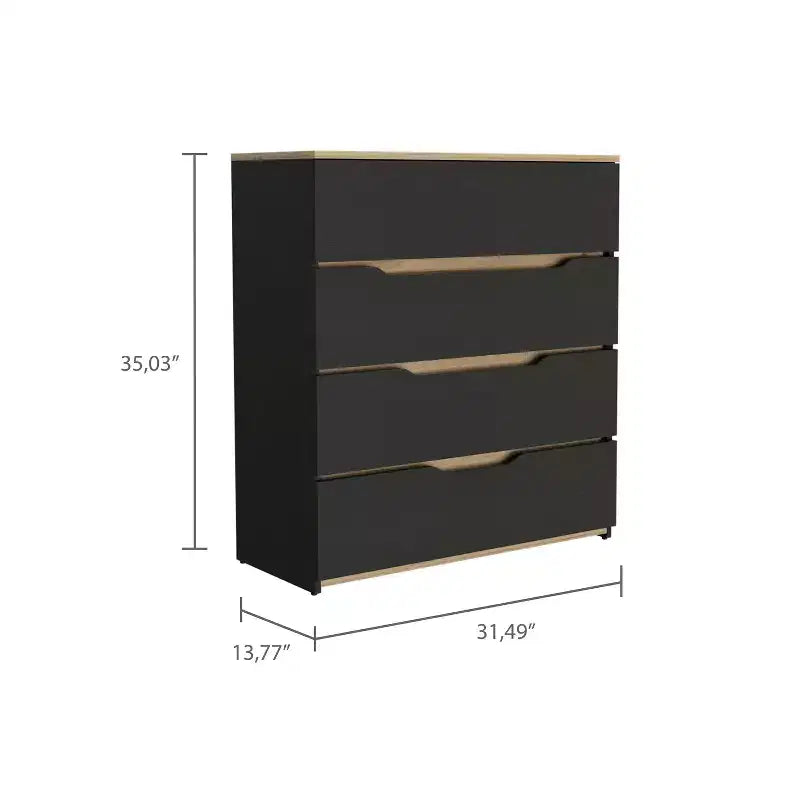 Comò a 4 cassetti Ampio spazio con cassetti spaziosi, Robusto legno ingegnerizzato, Piano superiore per spazi domestici versatili