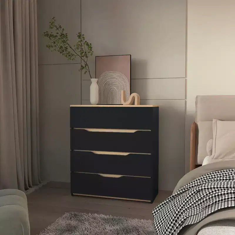 Comò a 4 cassetti Ampio spazio con cassetti spaziosi, Robusto legno ingegnerizzato, Piano superiore per spazi domestici versatili