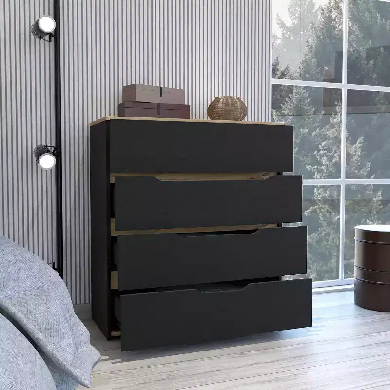Comò a 4 cassetti Ampio spazio con cassetti spaziosi, Robusto legno ingegnerizzato, Piano superiore per spazi domestici versatili