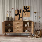 Cassettiera a 6 cassetti in legno chiaro, design moderno con cassetti scorrevoli per soggiorno/camera da letto/ingresso
