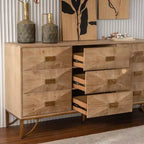 Cassettiera a 6 cassetti in legno chiaro, design moderno con cassetti scorrevoli per soggiorno/camera da letto/ingresso