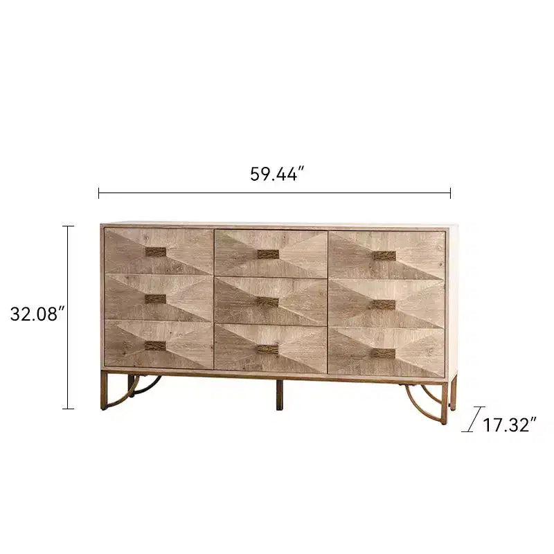 Cassettiera a 6 cassetti in legno chiaro, design moderno con cassetti scorrevoli per soggiorno/camera da letto/ingresso