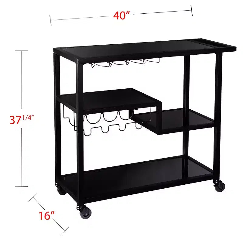 Carrello bar Zephs - Nero con specchio fumé - SEI