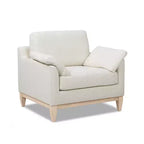 Poltrona accentuata moderna stile "farmhouse" Pasadena 36, ampia, color bianco lino