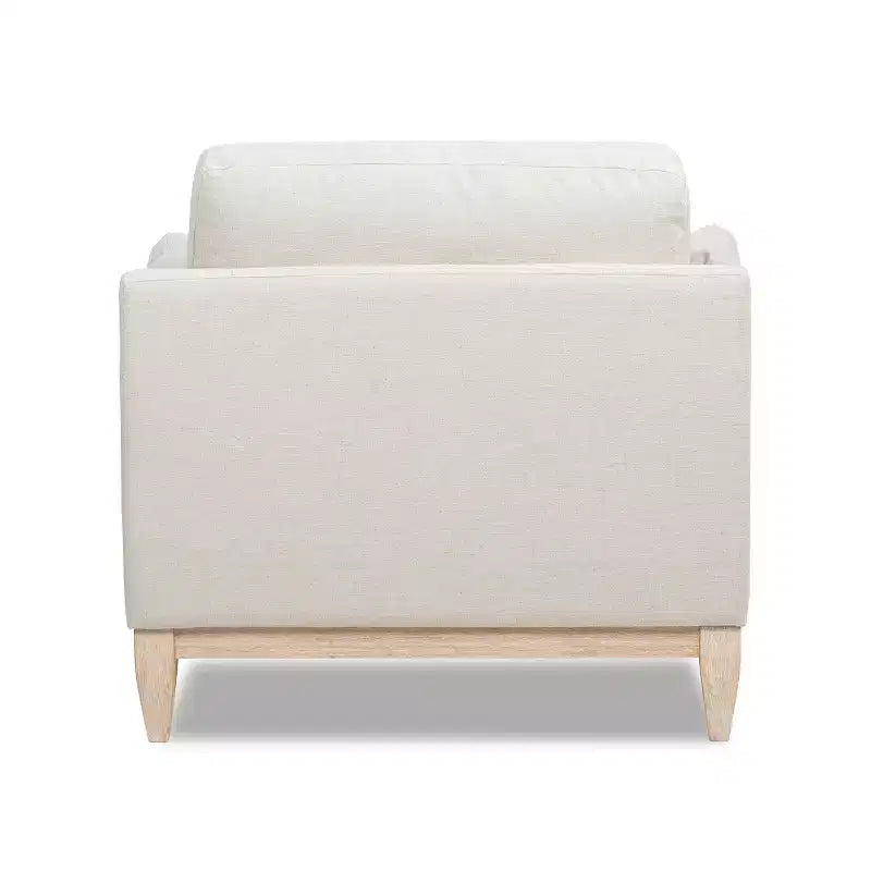 Poltrona accentuata moderna stile "farmhouse" Pasadena 36, ampia, color bianco lino