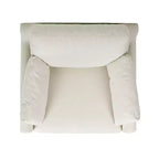 Poltrona accentuata moderna stile "farmhouse" Pasadena 36, ampia, color bianco lino