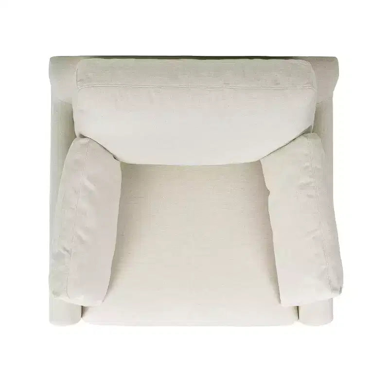 Poltrona accentuata moderna stile "farmhouse" Pasadena 36, ampia, color bianco lino