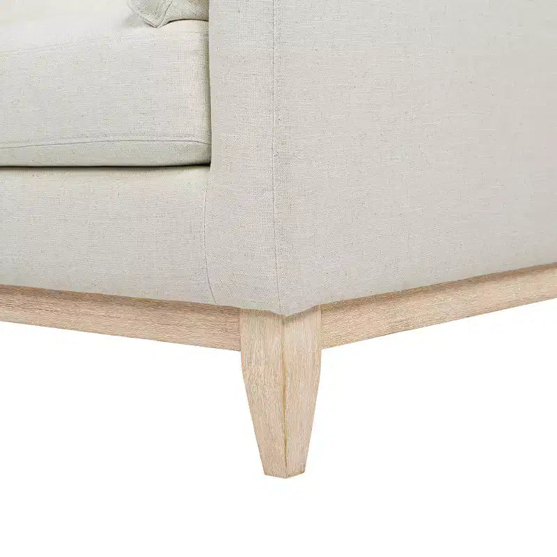 Poltrona accentuata moderna stile "farmhouse" Pasadena 36, ampia, color bianco lino