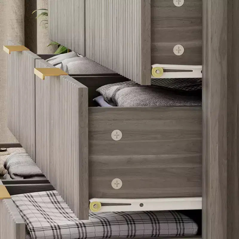 Cassettiera a 6 cassetti per camera da letto, Comò da fattoria con 2 ripiani aperti e ante scanalate per soggiorno, ingresso