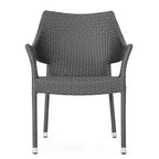 Poltrona impilabile grigia in PE Wicker 1 pezzo resistente alle intemperie salvaspazio per patio