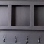 Appendiabiti da ingresso in legno stile rustico con 6 ganci, panca portaoggetti noce con ripiani regolabili, scarpiera con 13 scomparti