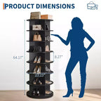 Torre scarpiera girevole a 7 livelli, organizer per scarpe rotante autoportante, espositore verticale per scarpe girevole a 360°, scarpiera rotonda