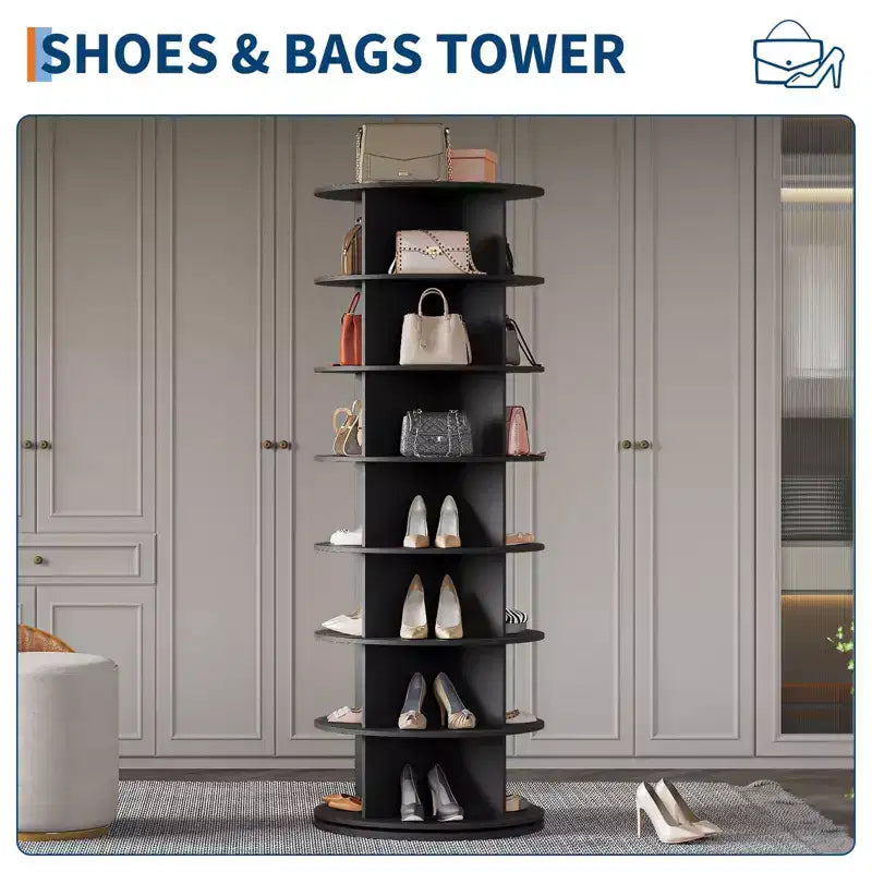 Torre scarpiera girevole a 7 livelli, organizer per scarpe rotante autoportante, espositore verticale per scarpe girevole a 360°, scarpiera rotonda