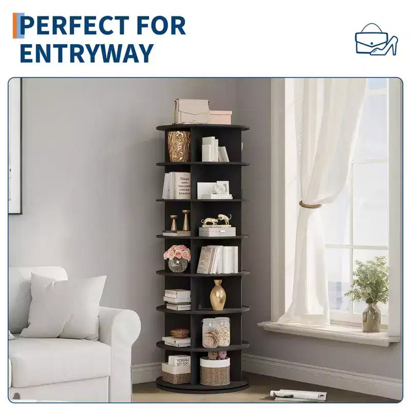Torre scarpiera girevole a 7 livelli, organizer per scarpe rotante autoportante, espositore verticale per scarpe girevole a 360°, scarpiera rotonda
