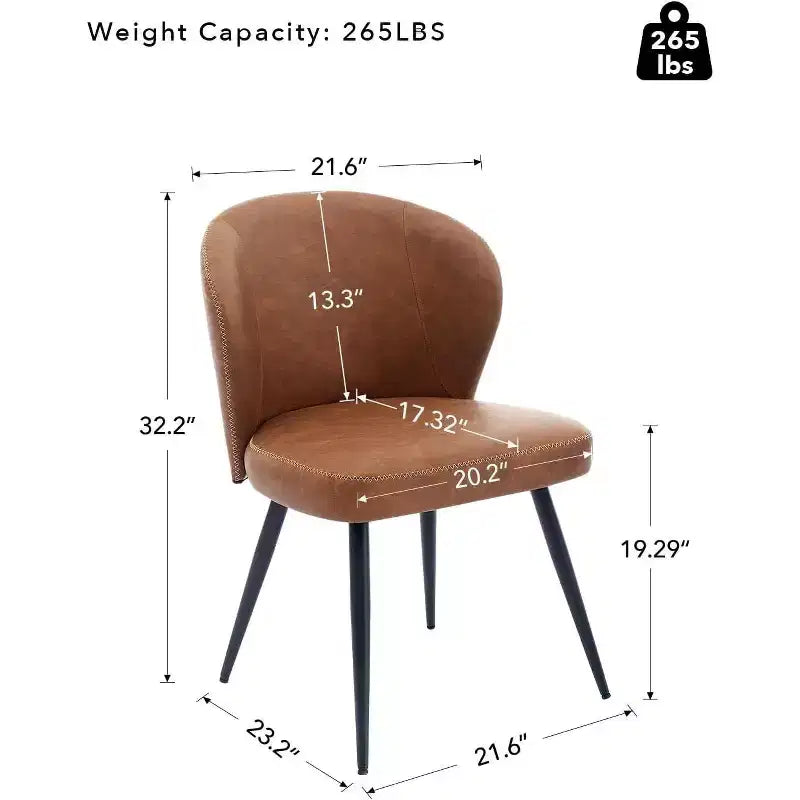 Set di 2 sedie da pranzo, sedie da cucina ergonomiche rivestite in pelle, gambe in acciaio, facili da pulire, portata 120 kg
