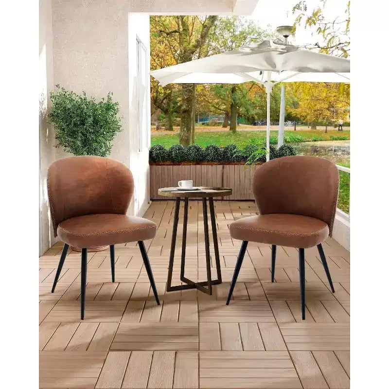 Set di 2 sedie da pranzo, sedie da cucina ergonomiche rivestite in pelle, gambe in acciaio, facili da pulire, portata 120 kg