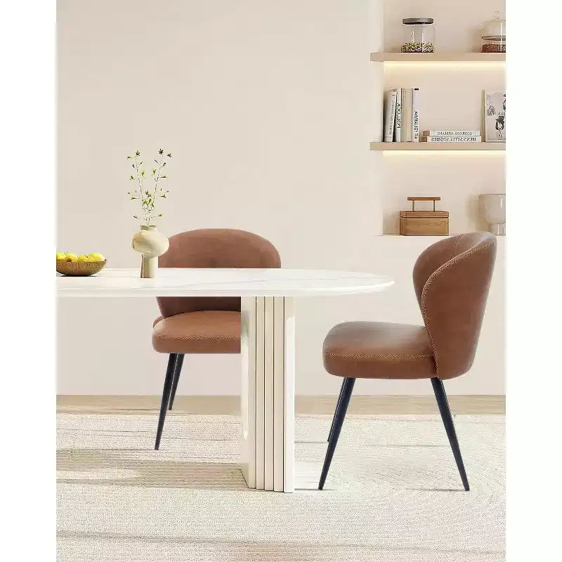 Set di 2 sedie da pranzo, sedie da cucina ergonomiche rivestite in pelle, gambe in acciaio, facili da pulire, portata 120 kg