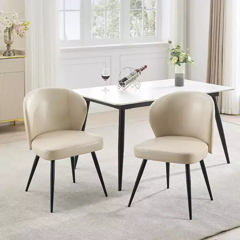 Set di 2 sedie da pranzo, sedie da cucina ergonomiche rivestite in pelle, gambe in acciaio, facili da pulire, portata 120 kg