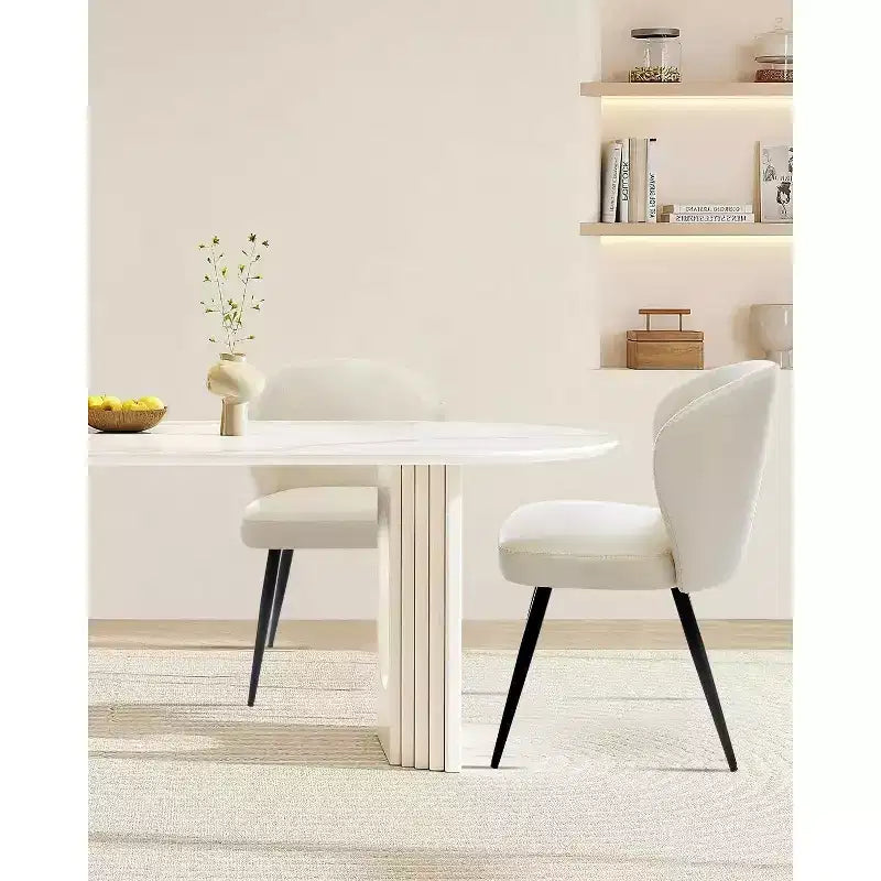 Set di 2 sedie da pranzo, sedie da cucina ergonomiche rivestite in pelle, gambe in acciaio, facili da pulire, portata 120 kg