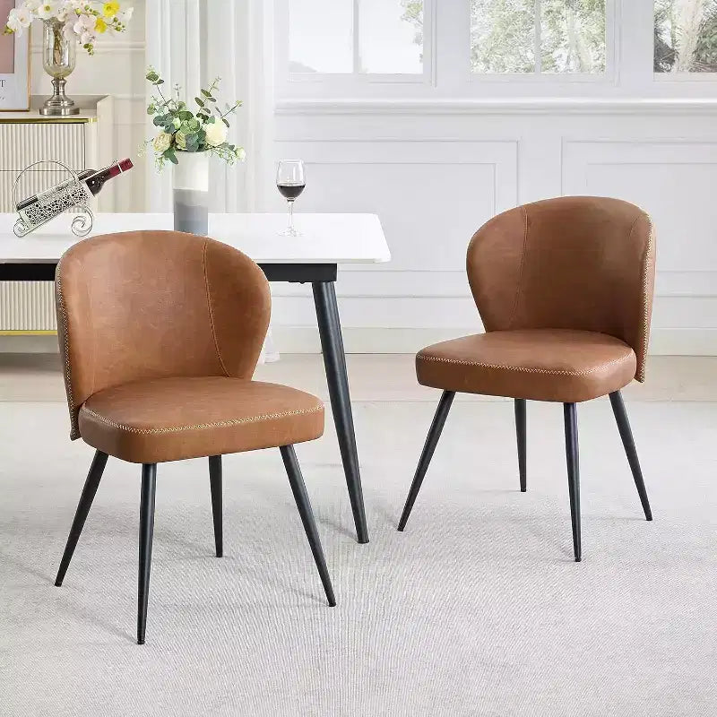 Set di 2 sedie da pranzo, sedie da cucina ergonomiche rivestite in pelle, gambe in acciaio, facili da pulire, portata 120 kg