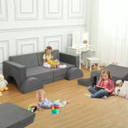Divano da gioco per bambini, set 8 pezzi - Divano modulare costruibile per bambini (grigio scuro)