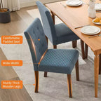 Set di 2 sedie da pranzo imbottite, sedie da cucina trapuntate con seduta imbottita, comode sedie laterali senza braccioli, sedie Parson d'accento per soggiorno