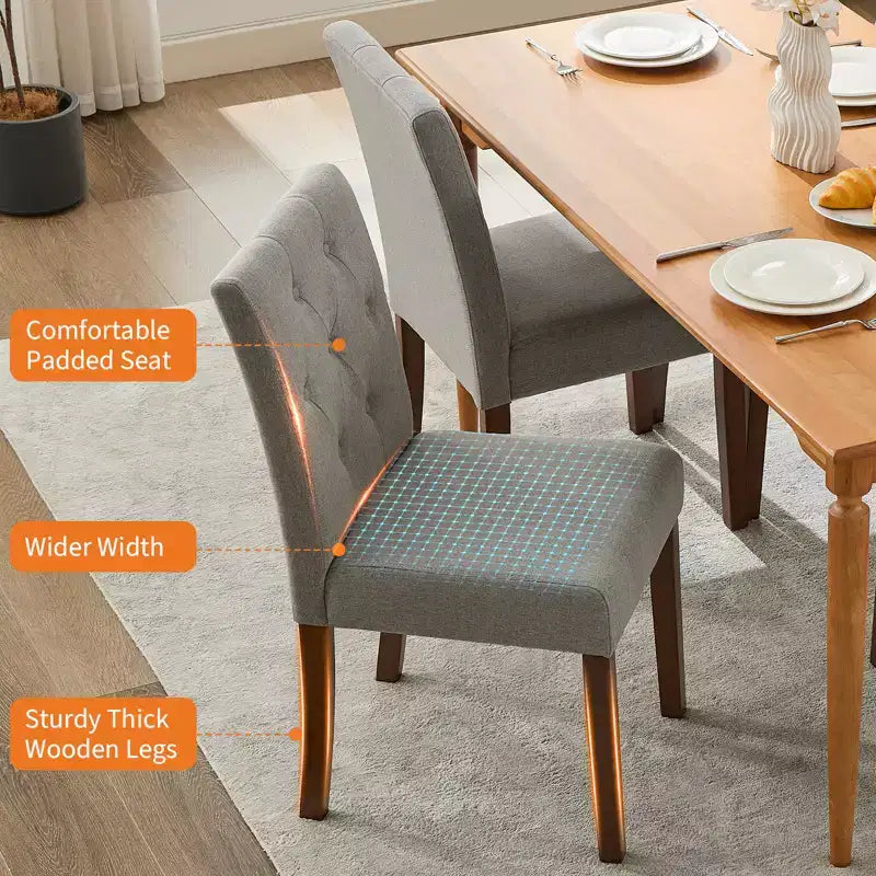 Set di 2 sedie da pranzo imbottite, sedie da cucina trapuntate con seduta imbottita, comode sedie laterali senza braccioli, sedie Parson d'accento per soggiorno