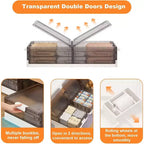 Contenitori salvaspazio sottoletto con ruote, contenitori impilabili con coperchio, organizer estraibile per camera da letto, dormitorio, armadio, confezione da 2