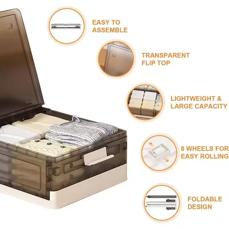 Contenitori salvaspazio sottoletto con ruote, contenitori impilabili con coperchio, organizer estraibile per camera da letto, dormitorio, armadio, confezione da 2