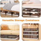 Contenitori salvaspazio sottoletto con ruote, contenitori impilabili con coperchio, organizer estraibile per camera da letto, dormitorio, armadio, confezione da 2