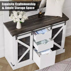 Mobile da ingresso 5-in-1 multifunzione con scarpiera, appendiabiti laterale regolabile, attaccapanni e tavolo da toeletta. Design angolare - Perfetto per l'ingresso