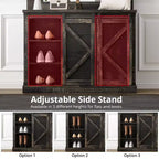 Mobile da ingresso 5-in-1 multifunzione con scarpiera, appendiabiti laterale regolabile, attaccapanni e tavolo da toeletta. Design angolare - Perfetto per l'ingresso