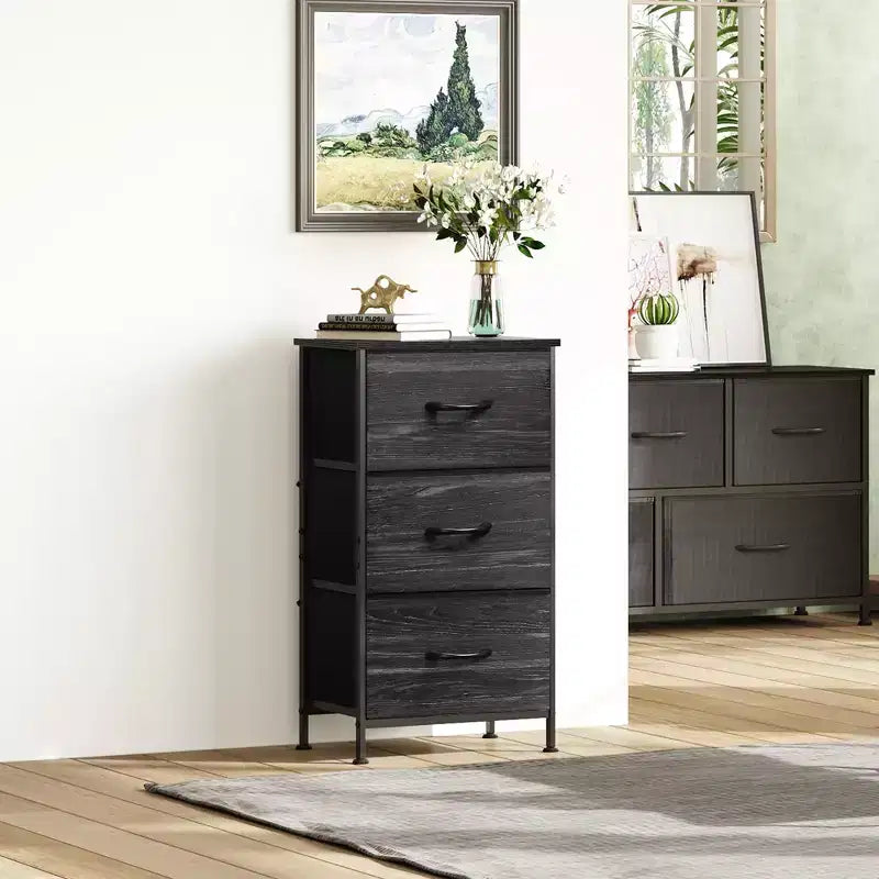 Comodino con 3 cassetti, organizer contenitore in tessuto per camera da letto, corridoio, ingresso, armadi
