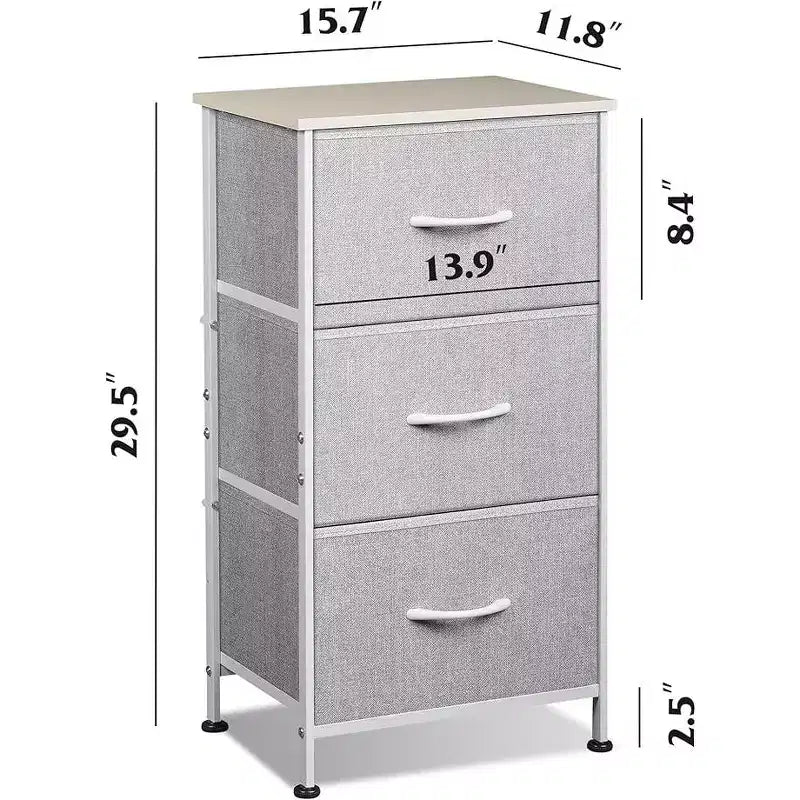 Comodino con 3 cassetti, organizer contenitore in tessuto per camera da letto, corridoio, ingresso, armadi