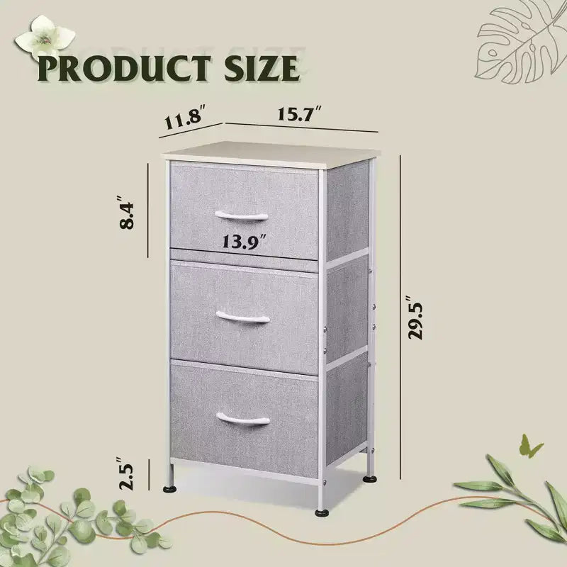 Comodino con 3 cassetti, organizer contenitore in tessuto per camera da letto, corridoio, ingresso, armadi