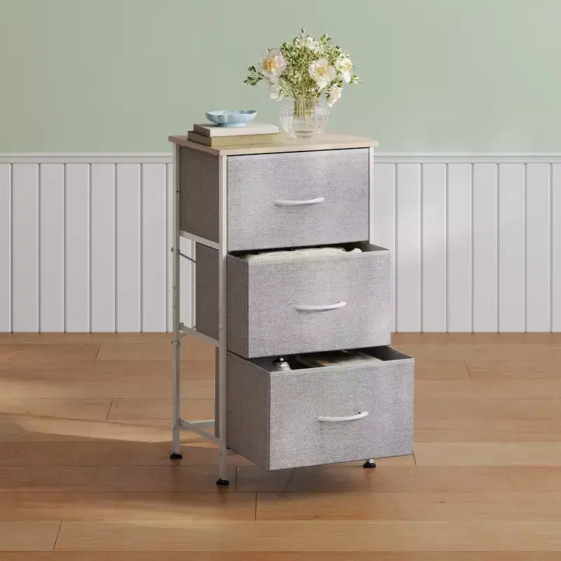 Comodino con 3 cassetti, organizer contenitore in tessuto per camera da letto, corridoio, ingresso, armadi