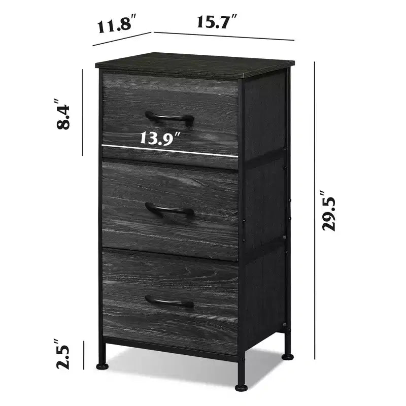 Comodino con 3 cassetti, organizer contenitore in tessuto per camera da letto, corridoio, ingresso, armadi