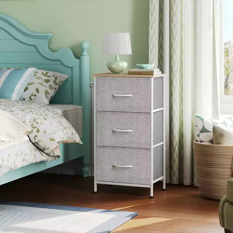 Comodino con 3 cassetti, organizer contenitore in tessuto per camera da letto, corridoio, ingresso, armadi