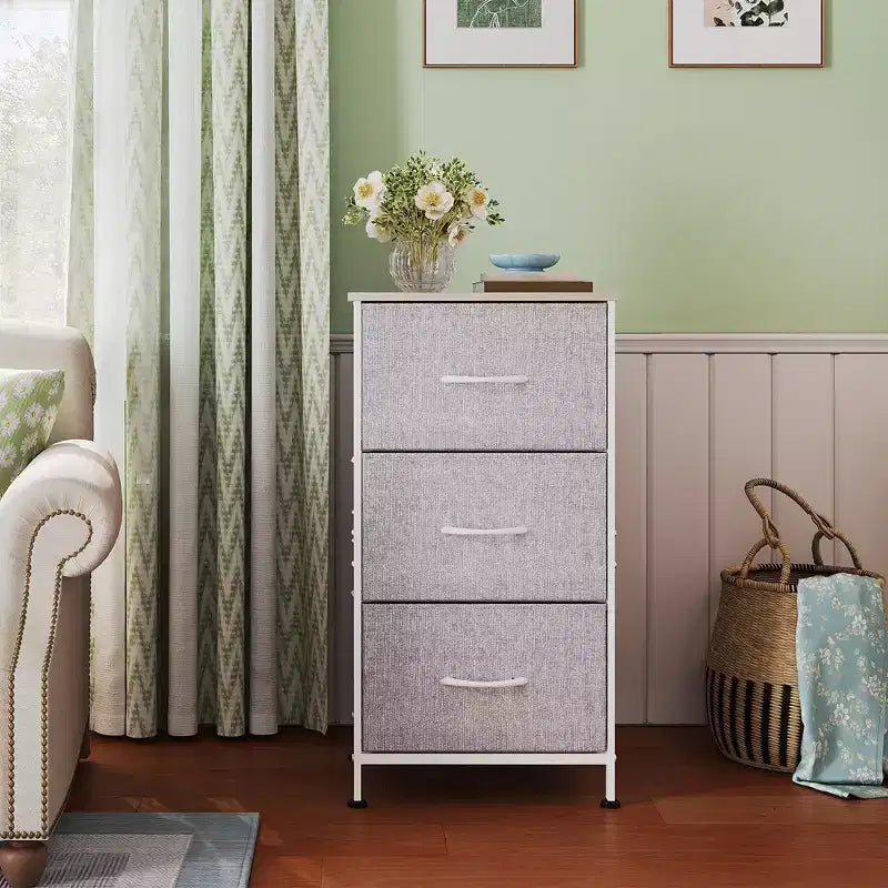 Comodino con 3 cassetti, organizer contenitore in tessuto per camera da letto, corridoio, ingresso, armadi