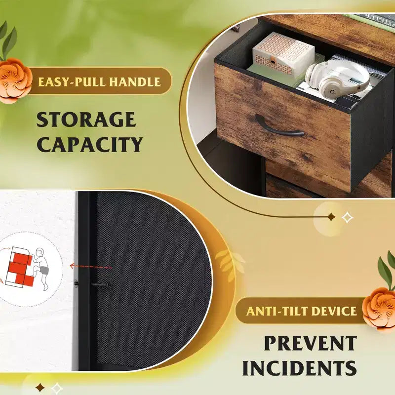Comodino con 3 cassetti, organizer contenitore in tessuto per camera da letto, corridoio, ingresso, armadi