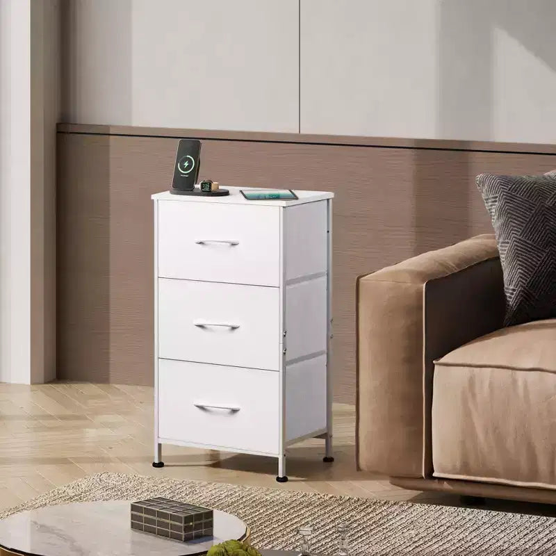 Comodino con 3 cassetti, organizer contenitore in tessuto per camera da letto, corridoio, ingresso, armadi