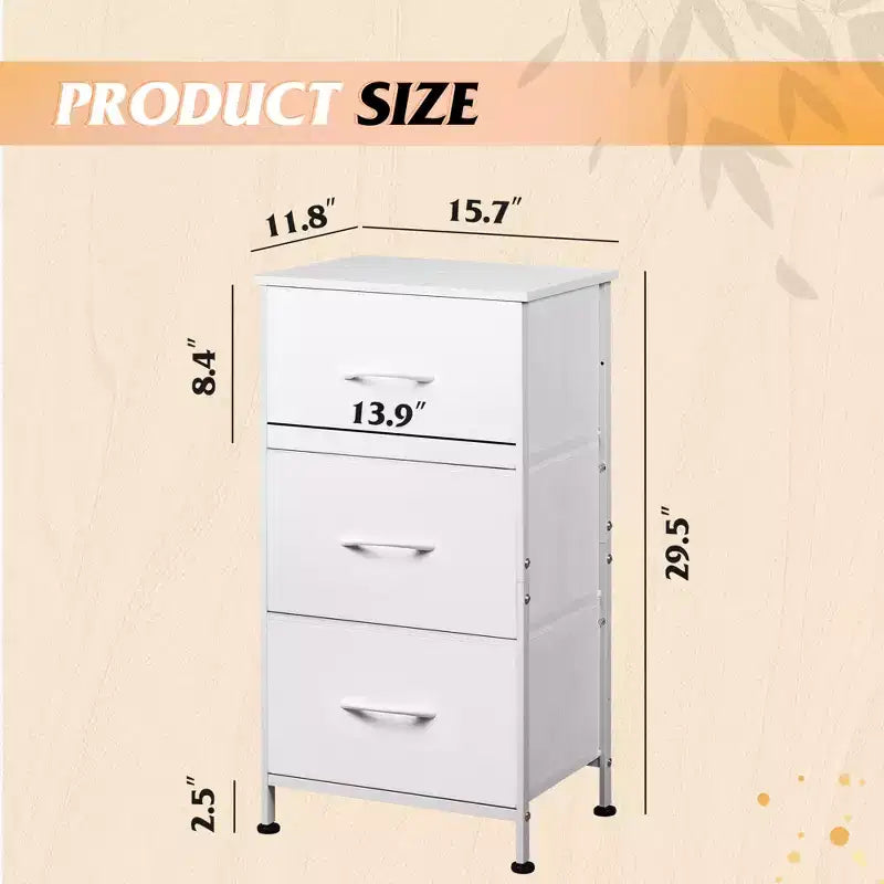 Comodino con 3 cassetti, organizer contenitore in tessuto per camera da letto, corridoio, ingresso, armadi
