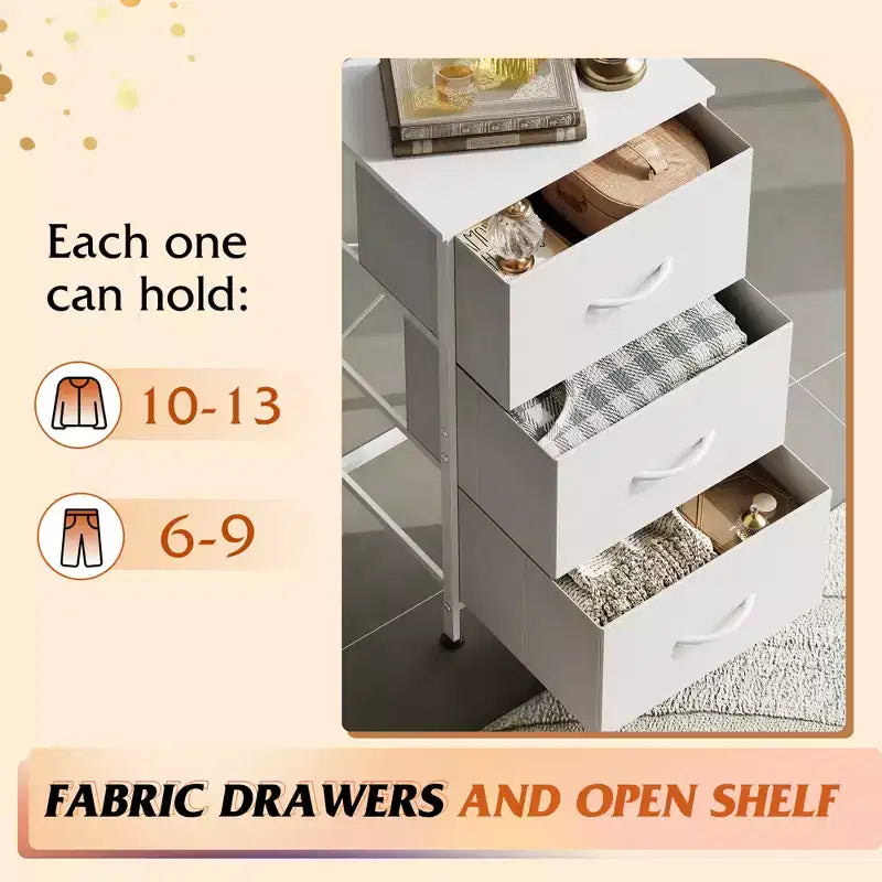 Comodino con 3 cassetti, organizer contenitore in tessuto per camera da letto, corridoio, ingresso, armadi