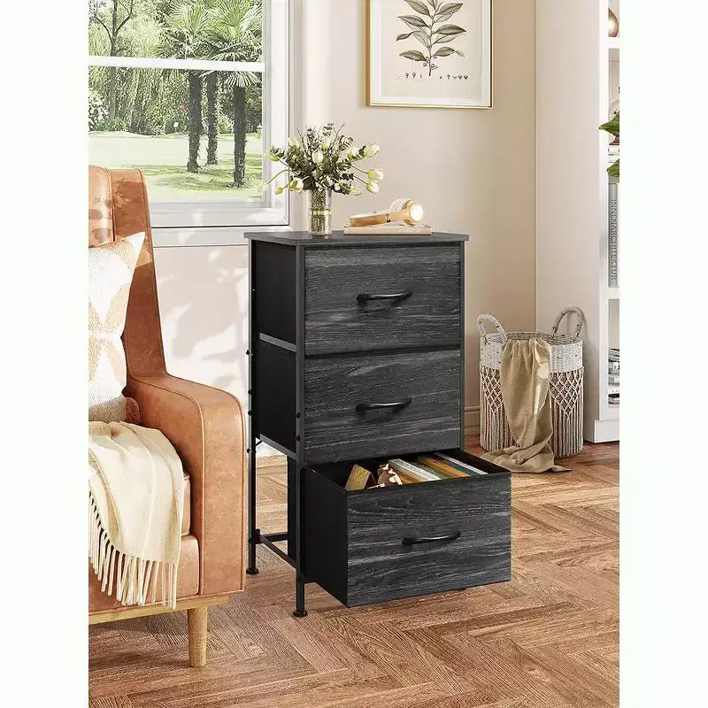 Comodino con 3 cassetti, organizer contenitore in tessuto per camera da letto, corridoio, ingresso, armadi
