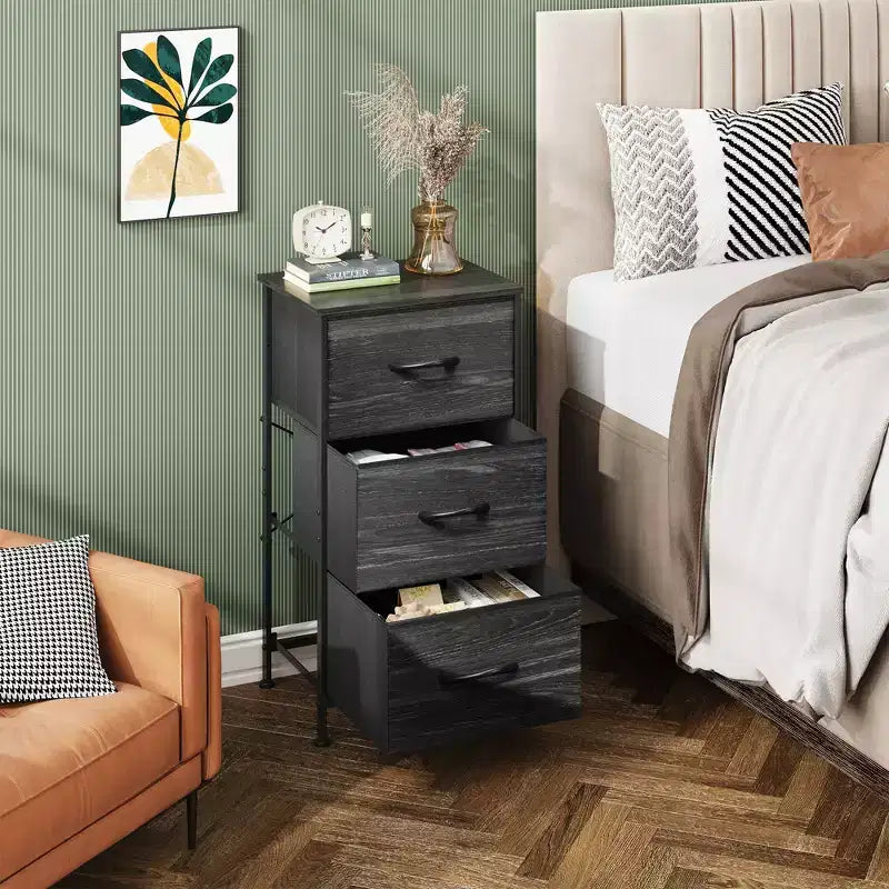 Comodino con 3 cassetti, organizer contenitore in tessuto per camera da letto, corridoio, ingresso, armadi