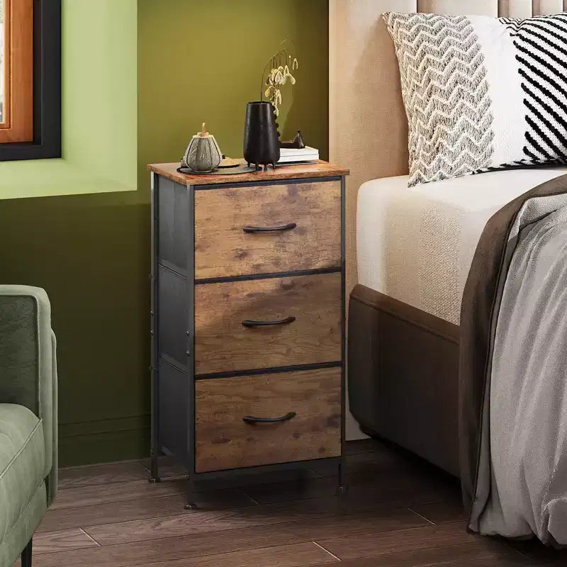 Comodino con 3 cassetti, organizer contenitore in tessuto per camera da letto, corridoio, ingresso, armadi